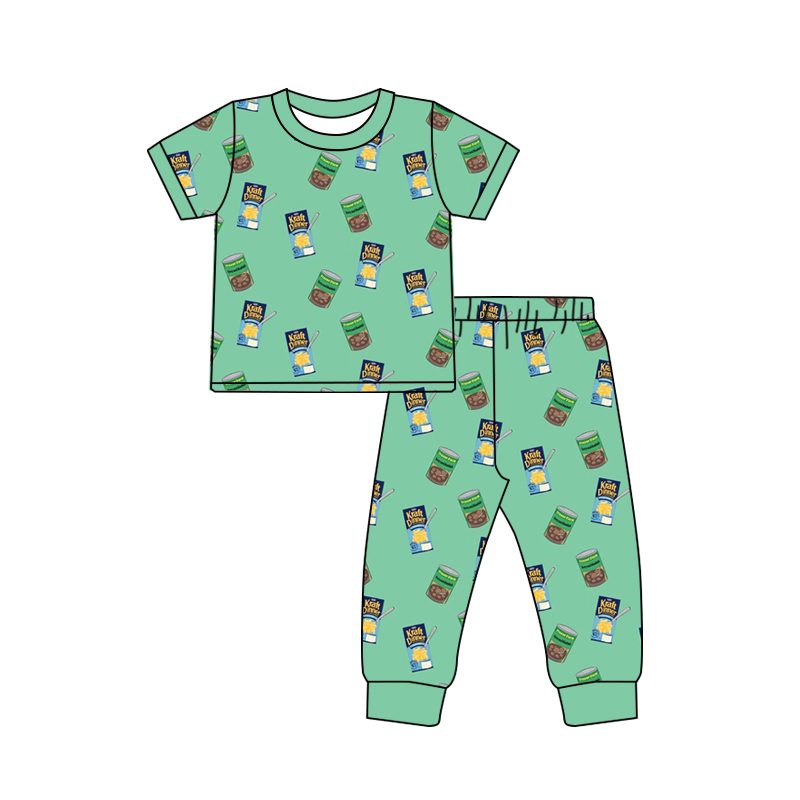 Baby Boys Snacks Green Shirt Pants Pajamas Clothes Sets split order preorder Dec 1st