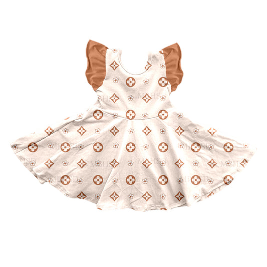 Baby Girls Flutter Sleeve Flowers Knee Length Dresses preorder(moq 5)