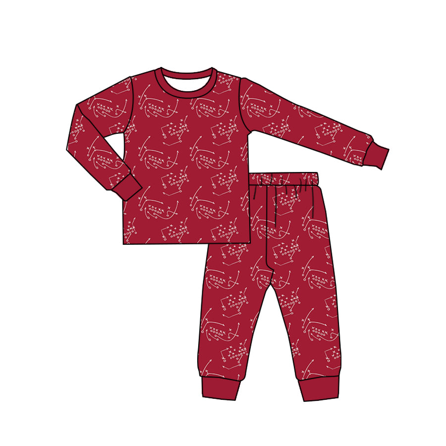 Baby Boys Red Color Long Sleeve Top Pants Pajamas Clothes Sets Preorder(moq 5)