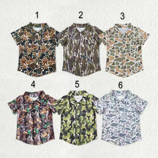 Sibling Baby Boys Southern Camo Short Sleeves Button Pockets Shirts Tops