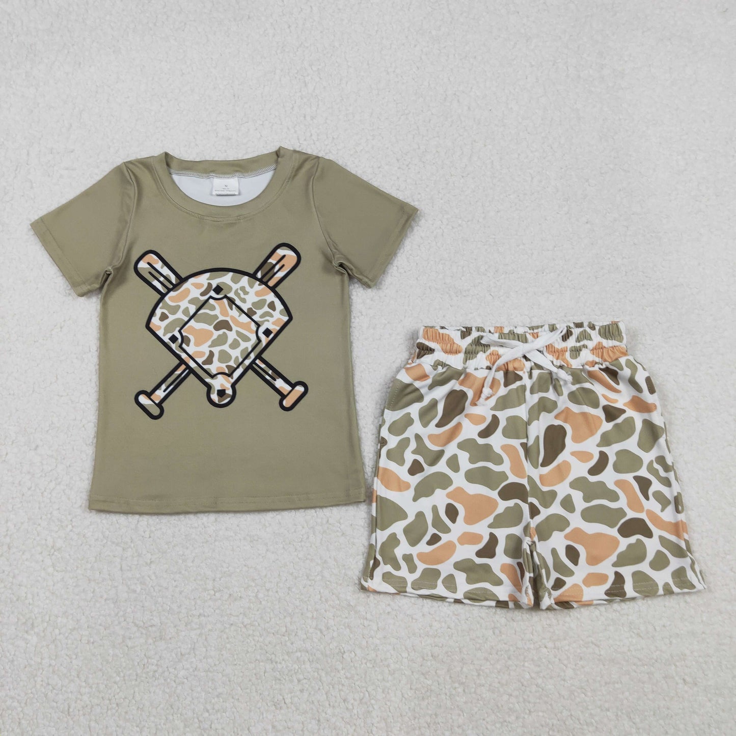 Baby Girls Southern Orange Camo Baseballs Top Pockets Shorts Team Clothes Sets