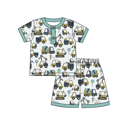 Preorder (moq 5)Baby Boys Construction Summer Shirt Top Shorts Pajamas Clothes Sets