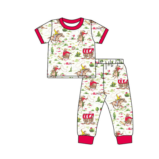 Preorder(moq 8)Baby Boys Horse Rodeos Top Pants Western Pajamas Sets