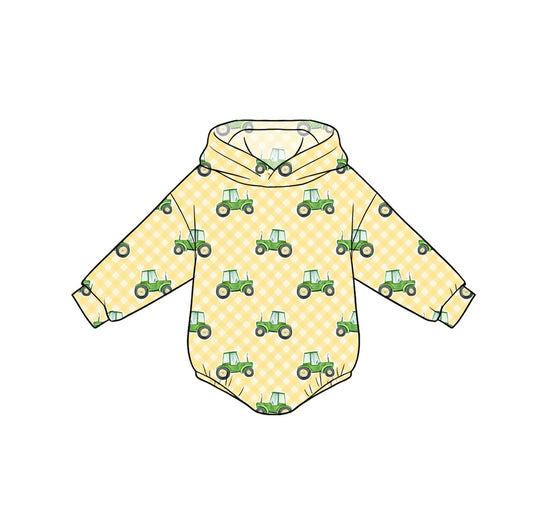 Preorder (moq 5)Baby Boys Long Sleeve Trucks Farm Hoodie Rompers