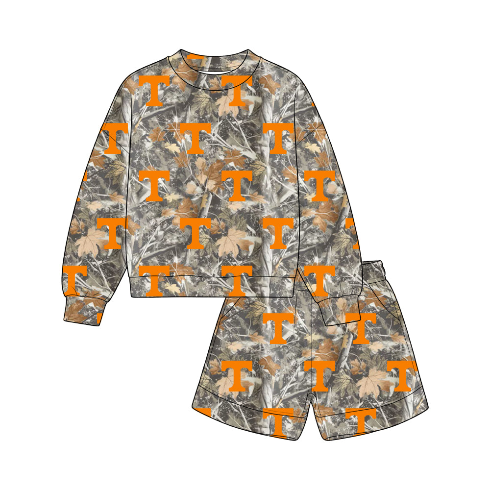 Preorder (moq 5) Baby Boys Leaves Camo Tennessee Top Pockets Short Team Clothes Sets