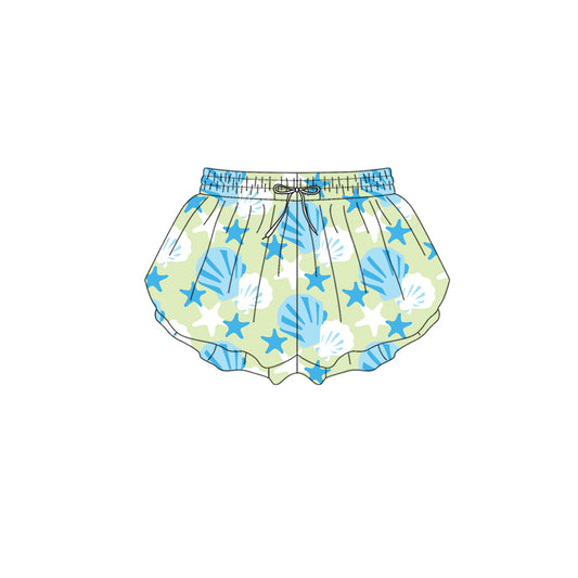 Preorder (moq 5)Baby Girls Shell Starfishes Ruffle Shorts Bottom