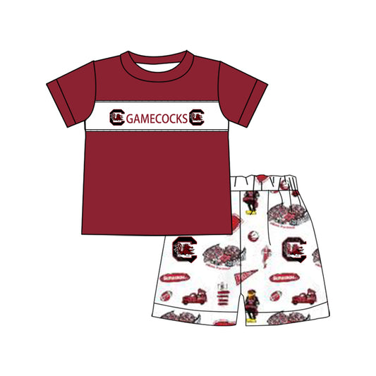 Preorder (moq 5)Baby Boys Gamecocks Team Tee Top Shorts Clothes Sets