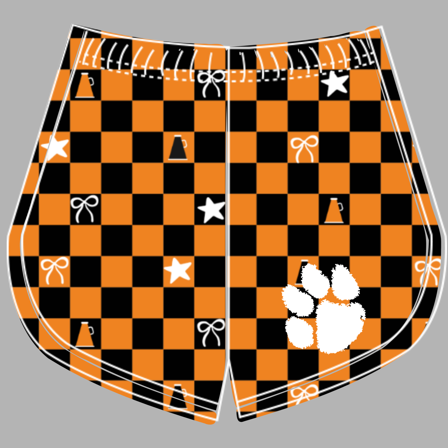 Preorder (moq 5)Baby Girls Orange Black Checked Vols Cheer Team Shorts Bottoms