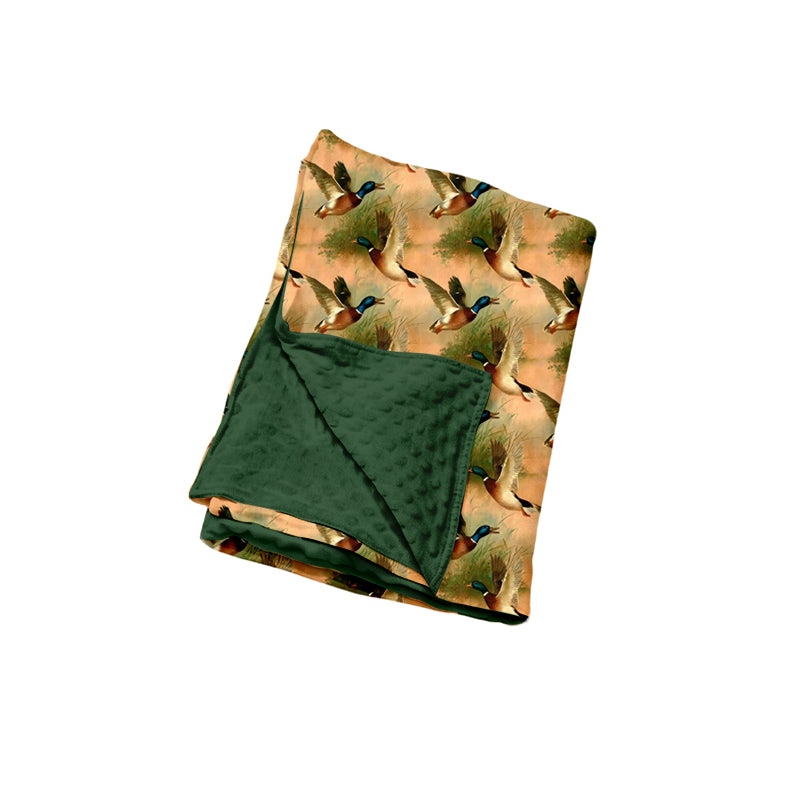 Preorder (moq 5) Baby Girl Clothes Mallard Duck Nature Print Minky Dot Backing Swaddle Blanket