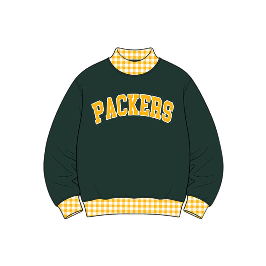 Preorder (moq 5)Baby Long Sleeve Packers Team Mock Neck Top