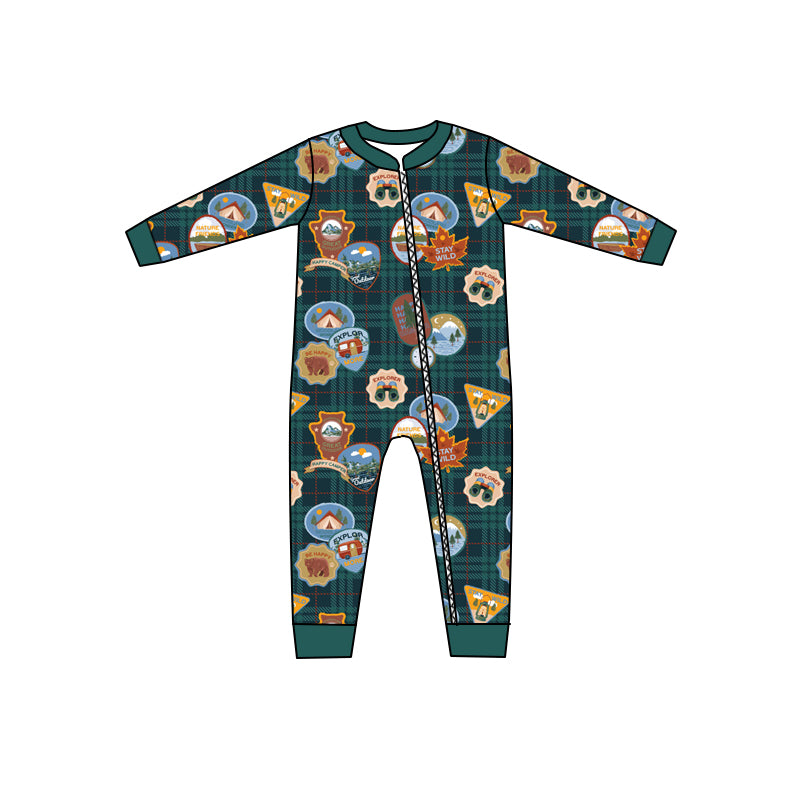 Baby Infant Boys Camping Zip Rompers preorder(moq 5)