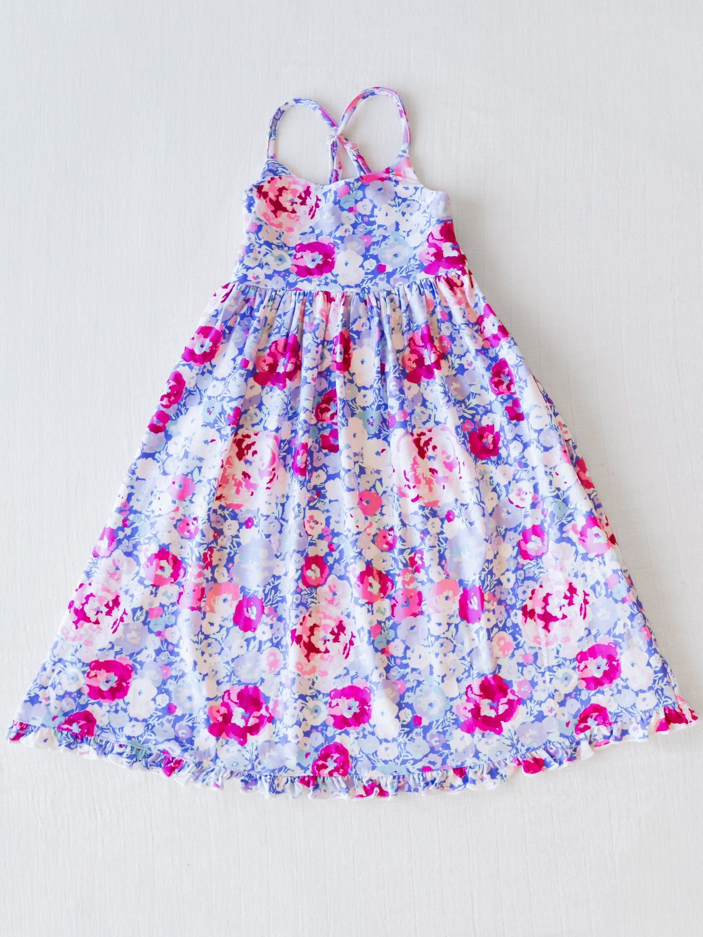 Baby Girls Purple Flowers Straps Maxi Dresses Preorder(moq 5)