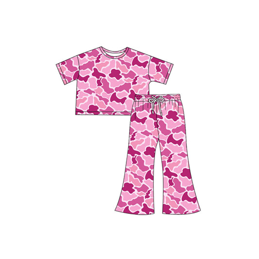 Baby Girls Pink Camouflage Top Bell Pants Kids Clothing Sets preorder(MOQ 5)