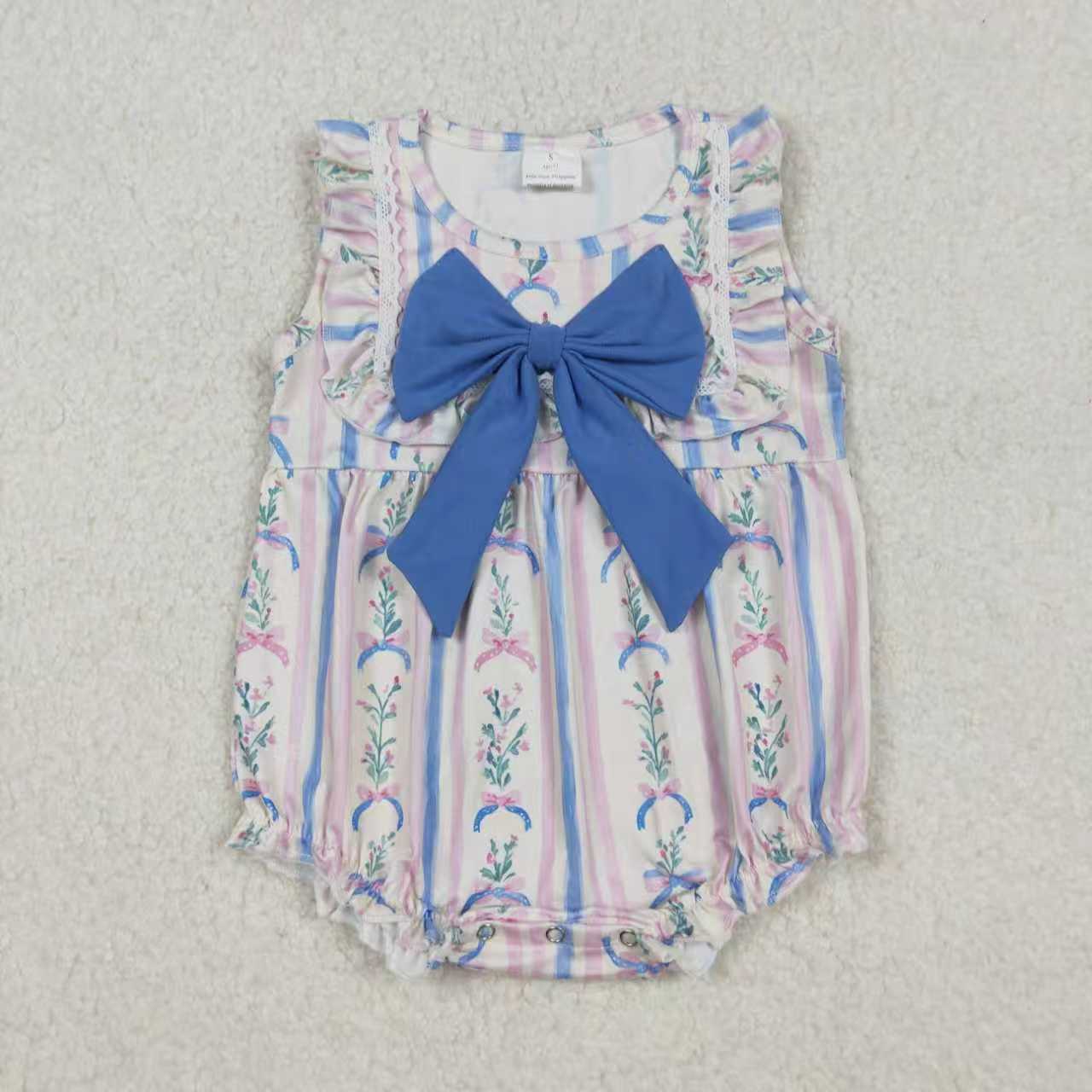 Sibling Bows Baby Girls Flowers Bows Stripes Tunic Ruffle Shorts Clothes Ruffle Rompers