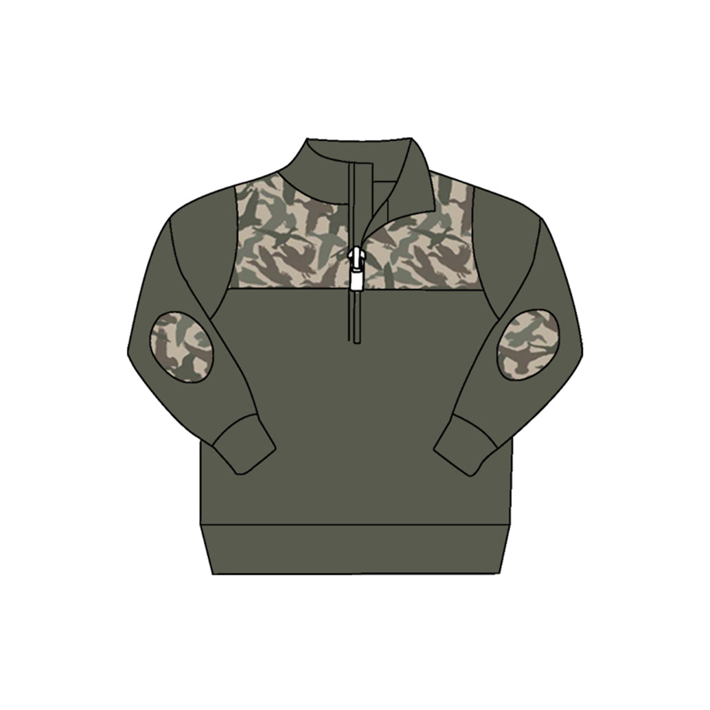 Baby Boys Fall Ducks Camo Zip Pullovers Tops Preorder(moq 5)