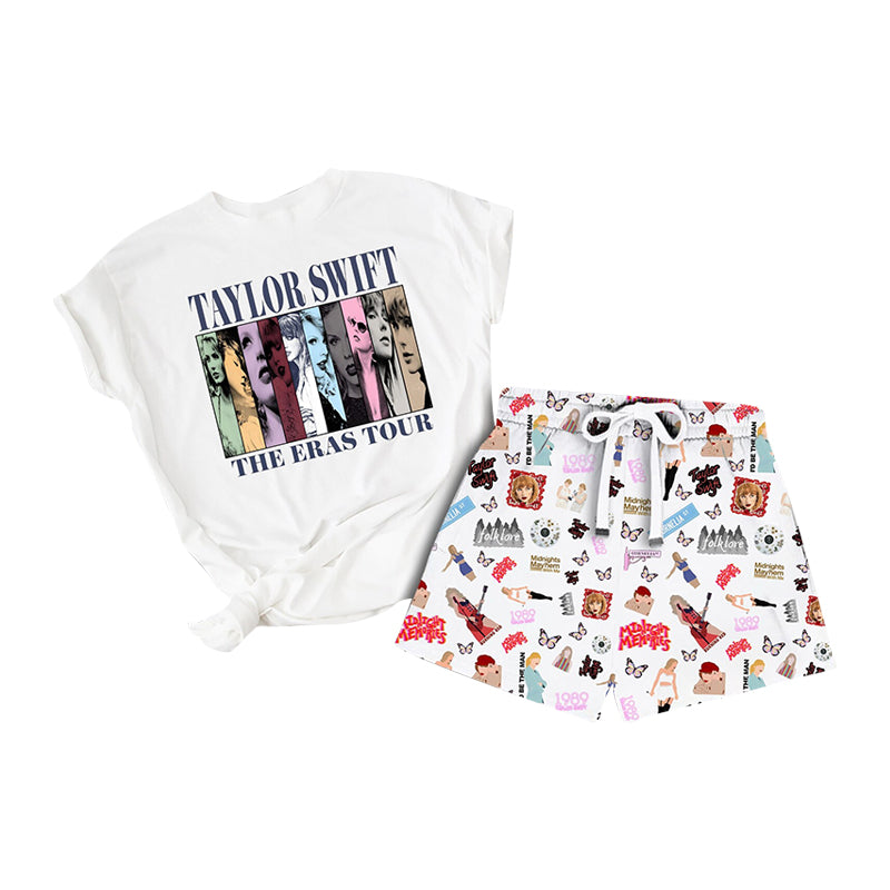 Baby Girls Singer Tour White Shirt Bottom Summer Shorts Clothes Sets preorder(moq 5)
