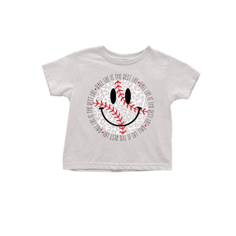 Baby Girls White Baseball Short Sleeve Shirt preorder(moq 5)
