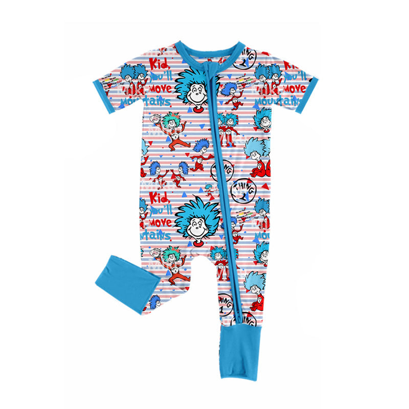 Preorder(moq 5)Baby Infant Boys Dr Reading Miss Thing Zip Short Sleeve Rompers