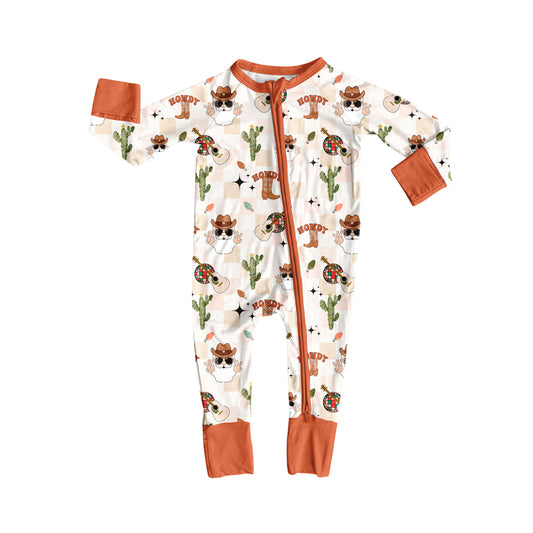 Preorder (moq 20)Baby Boys Bamboo Santa Boots Guitars Checked Christmas Zippy Footie Rompers