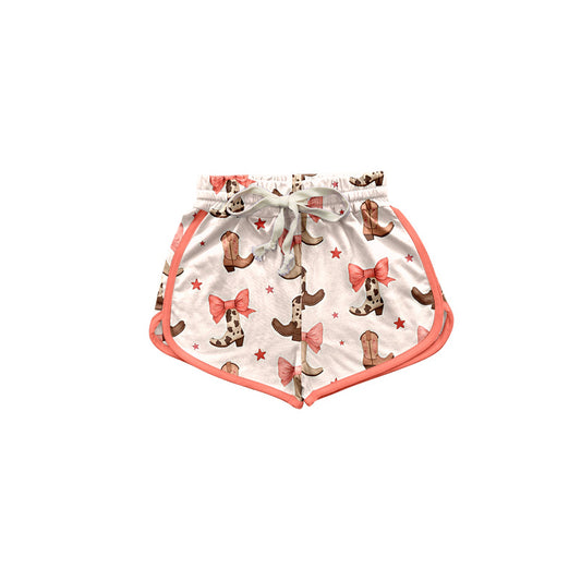 Preorder (moq 5)Baby Girls Pink Bow Boots Sports Shorts Bottoms