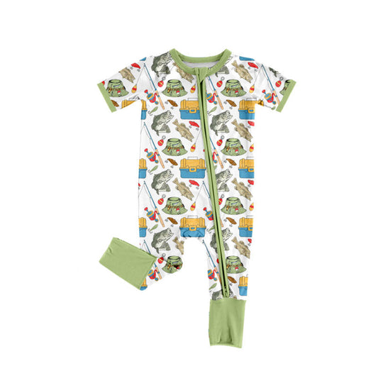 Baby Boys Fishing Hunting Two Way Zip Convertible Rompers Preorder