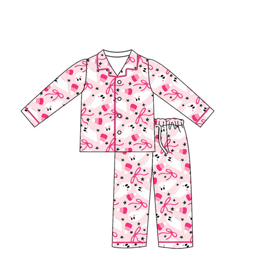 Preorder (moq 5)Baby Girls Halloween Ghost Candy Buttons Top Pants Pajamas