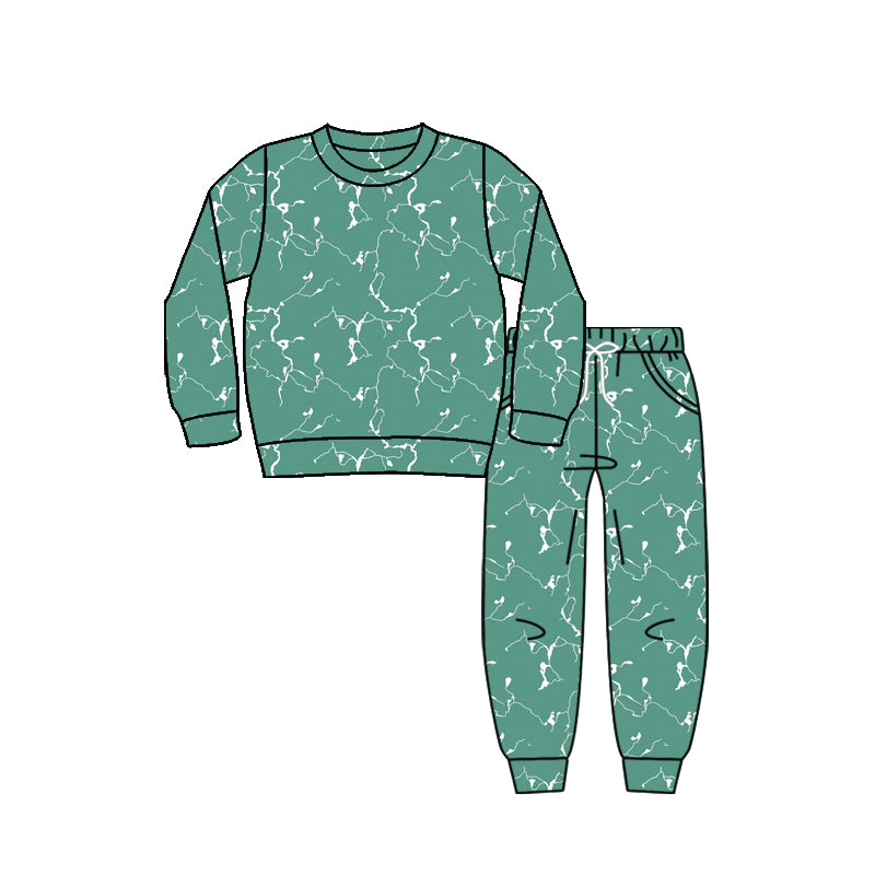 Preorder (moq 5)Baby Boys Green Camo Shirts Top Pockets Pants Christmas Pajamas Sets