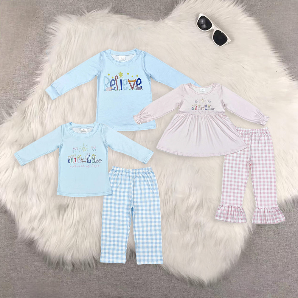 Sibling Baby Kids Christmas Nativity Top Pants Clothes Sets Shirts Top