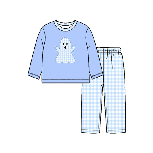 Preorder (moq 5)Baby Boys Ghost Top Checked Pant Halloween Clothes Sets