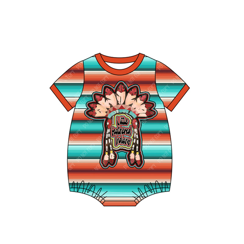 Preorder (moq 5)Baby Infant Western Indians Short Sleeve Rompers