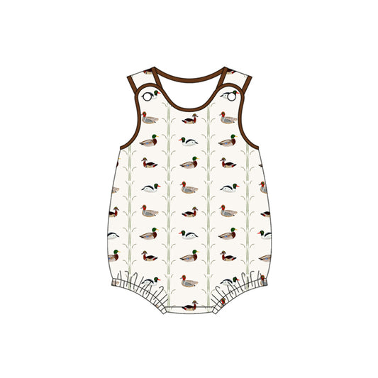 Preorder (moq 5)Baby Boys Sleeveless Ducks Stripe Rompers