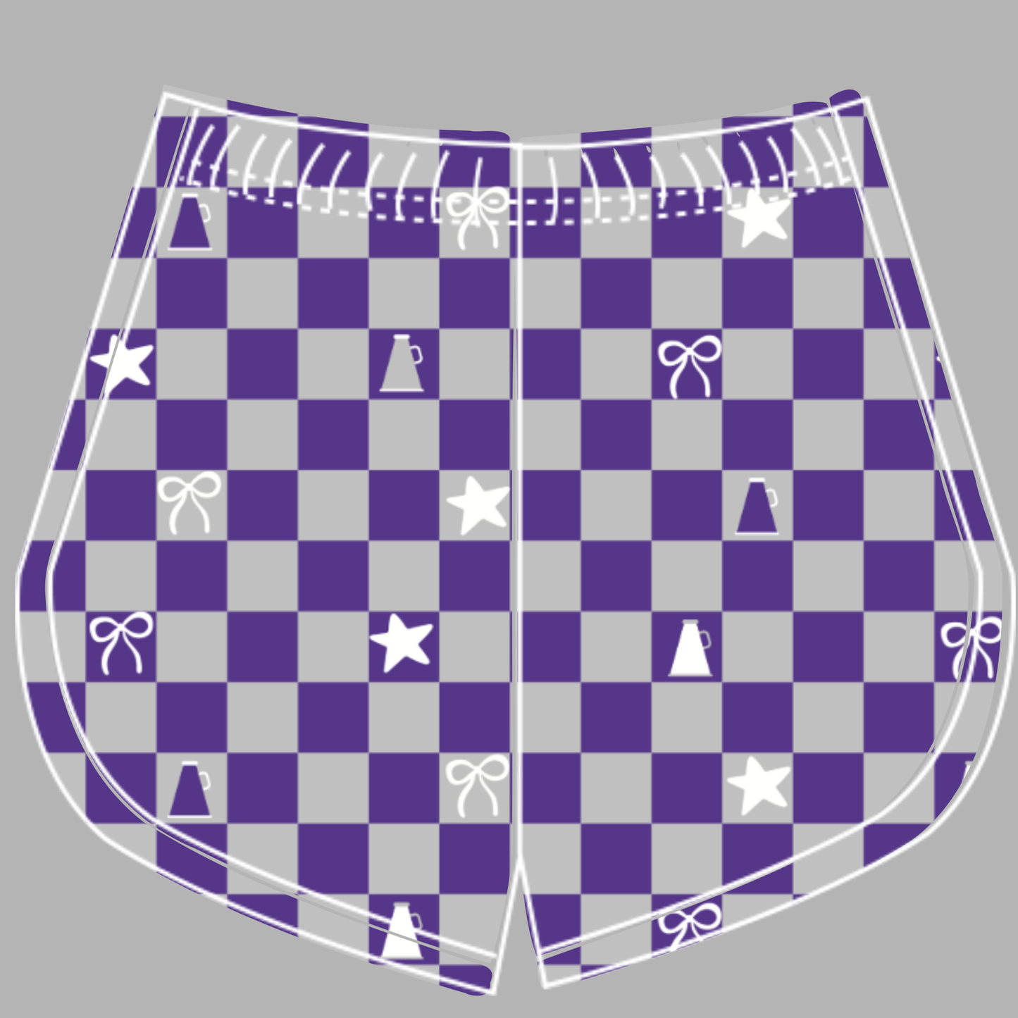 Preorder (moq 5)Baby Girls Grey Purple Checked Cheer Team Shorts Bottoms