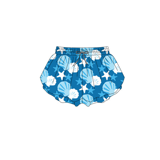 Preorder (moq 5)Baby Girls Shell Starfishes Ruffle Shorts Bottom