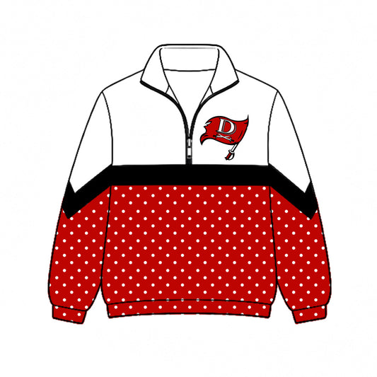Preorder (moq 5)Baby Boys Red Polka Dots Deweyville Team Zip Pullovers Top