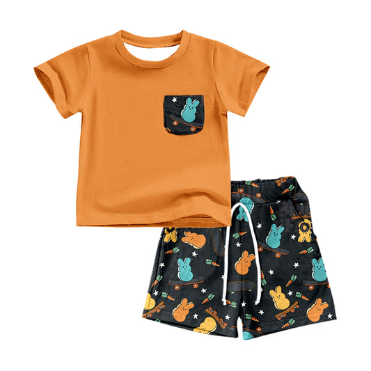 Baby Boys Rabbits Shirts Pockets Easter Shorts Clothes Sets preorder(moq 5)