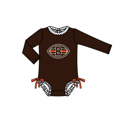 Preorder moq 5 Baby Girls Brown Long Sleeve B Team Swimsuits