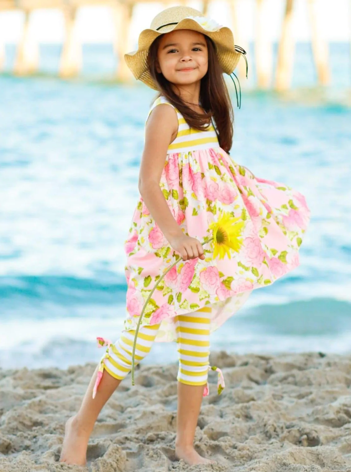 Baby Girls Sleeveless Tunic Floral Top Capris legging clothes sets preorder(moq 5)