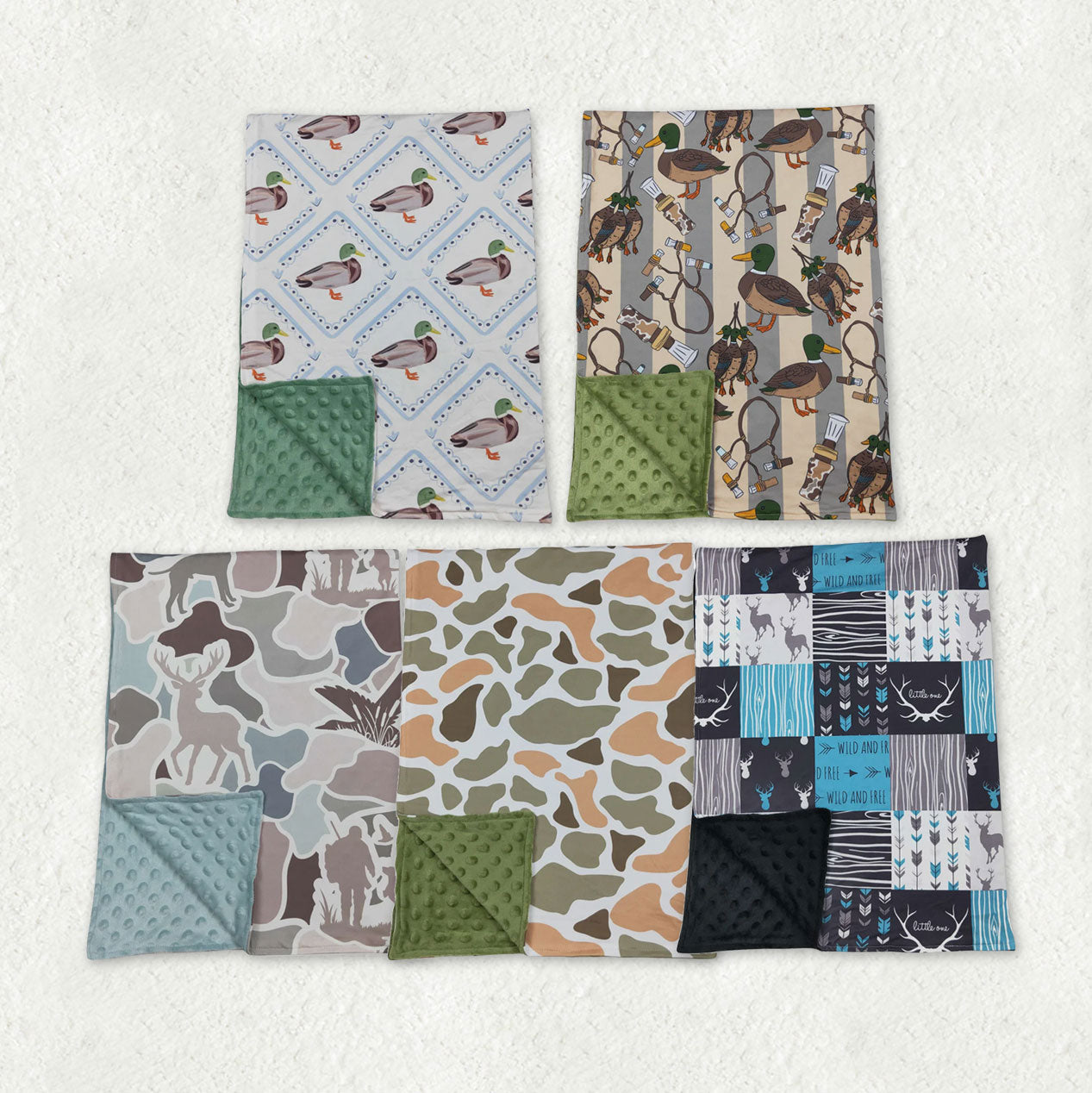 Sibling Baby Kids Camo Ducks Hunting Bows Blankets