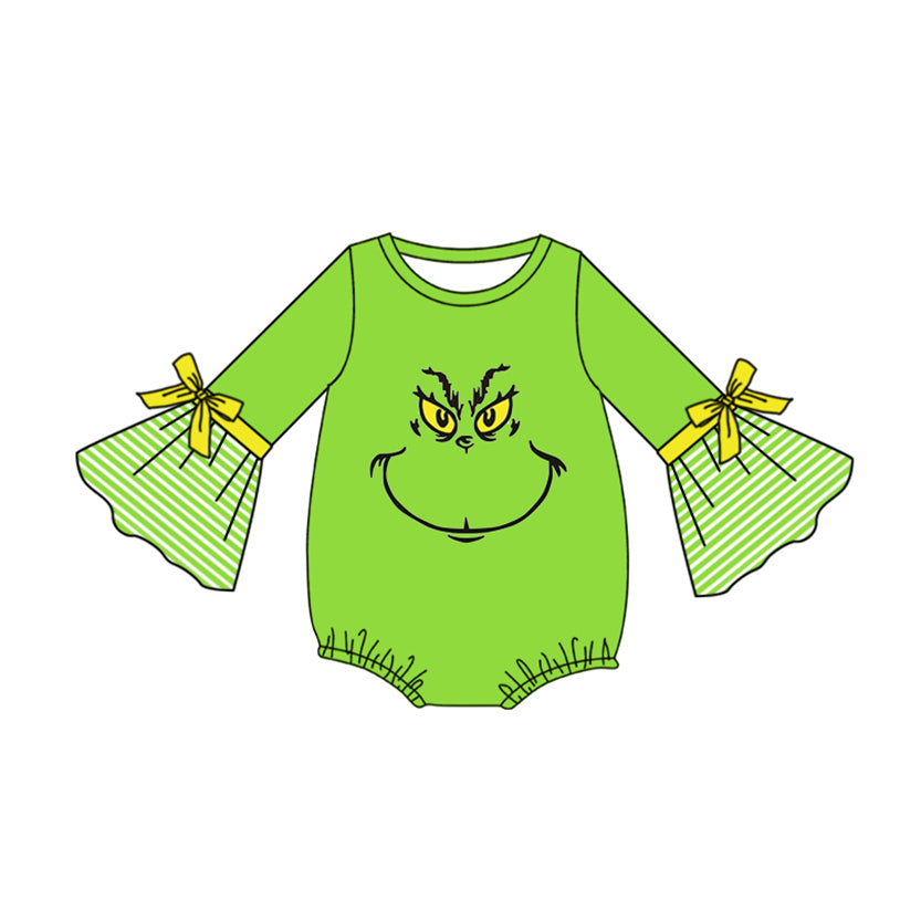 Baby Infant Girls Christmas Green Face Rompers preorder(moq 5)