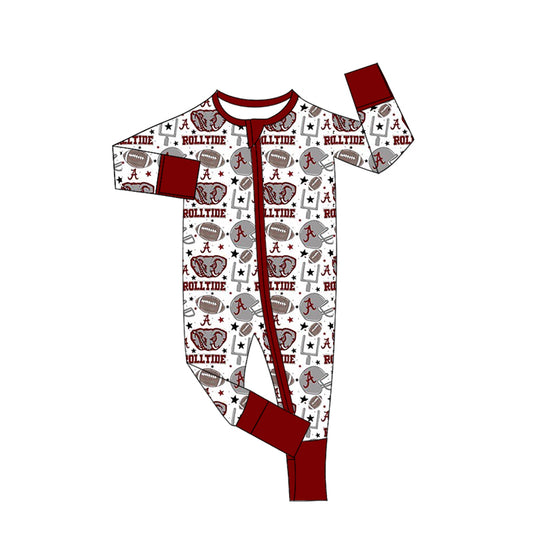 Baby Boys Team Elephant Rolltide Long Sleeve Zip Rompers preorder(moq 5)