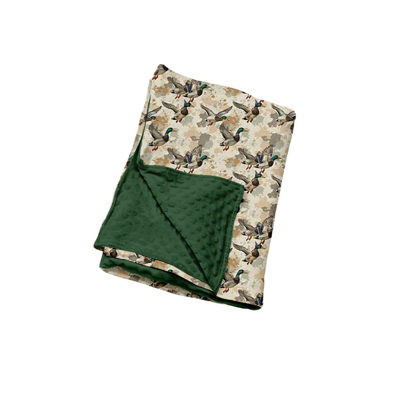 Preorder (moq 5) Baby Girl Clothes Mallard Duck Splatter Print Minky Dot Backing Swaddle Blanket
