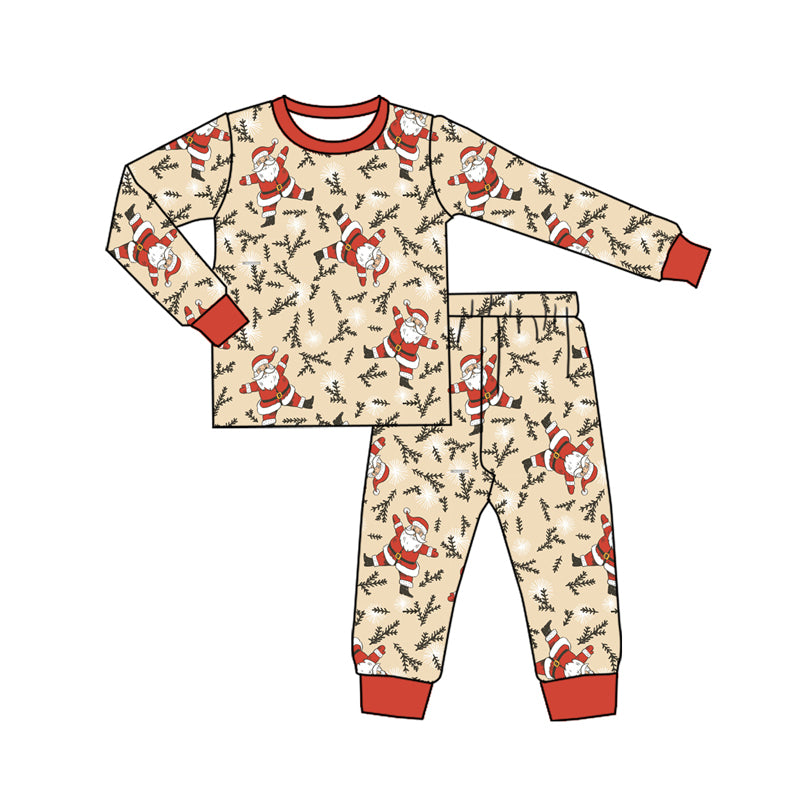 Preorder (moq 5)Baby Boys Long Sleeves Santa Snowflake Top Pant Pajamas Set