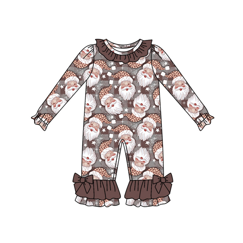 Preorder(moq 5)Baby Infant Girls Santa Plaid Ruffle Pant Christmas Rompers
