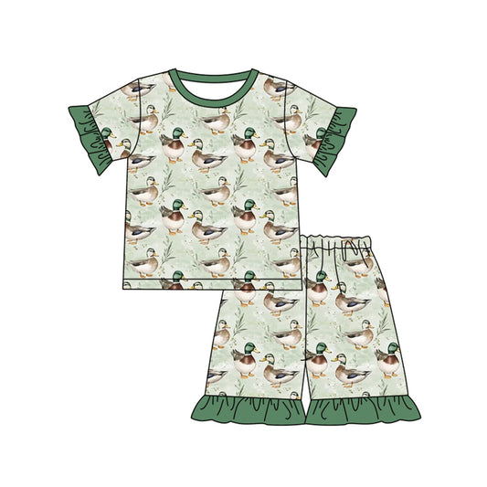 Preorder (moq 5)Baby Girls Mallard Duck Hunting Top Shorts Pajamas