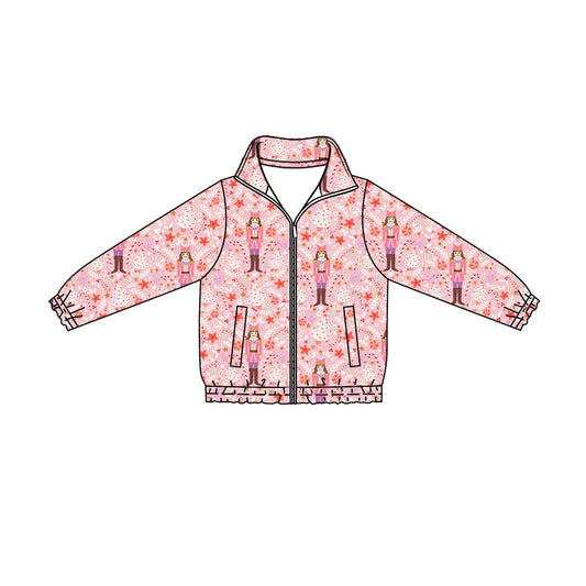 Preorder (moq 5)Baby Girls Flowers Soldiers Christmas Zip Pockets Jackets Top