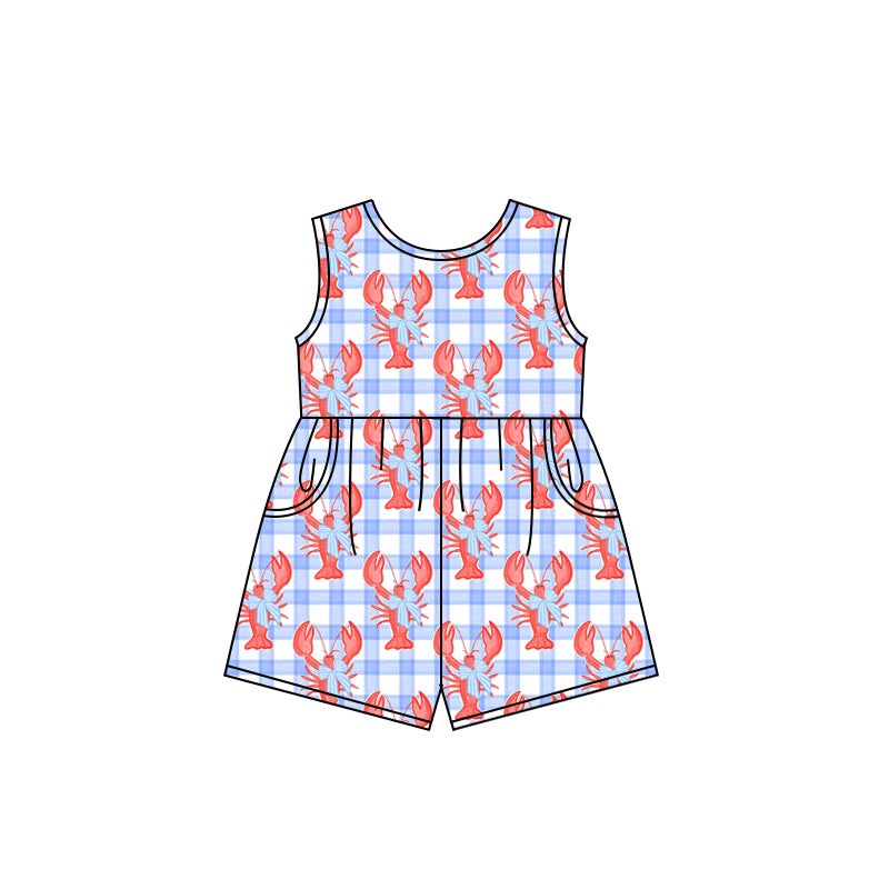 Preorder (moq 5)Baby Girls Crawfish Bows Shorts Summer Jumpsuits