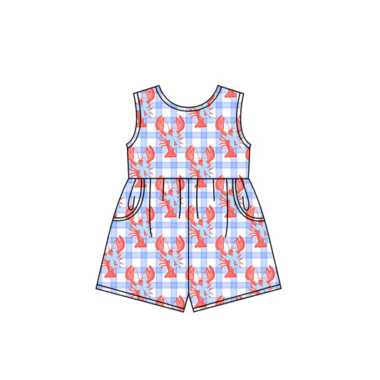 Preorder (moq 5)Baby Girls Crawfish Bows Shorts Summer Jumpsuits