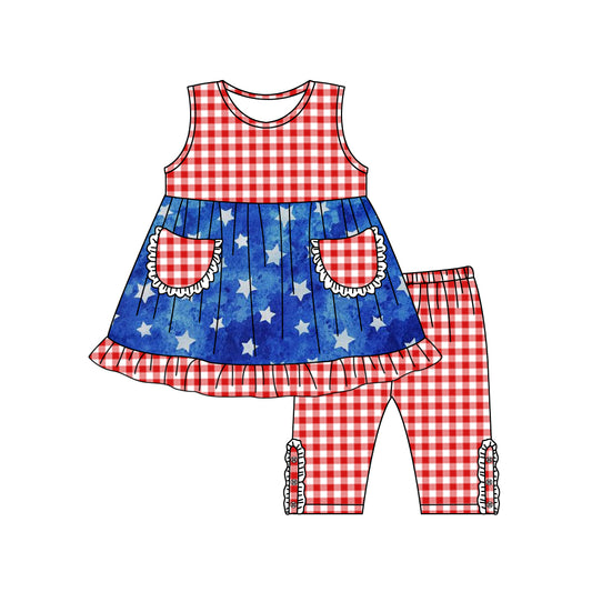 Baby Girls 4th Of July Stars Tunic Top Legging Clothes Sets preorder (moq 5)