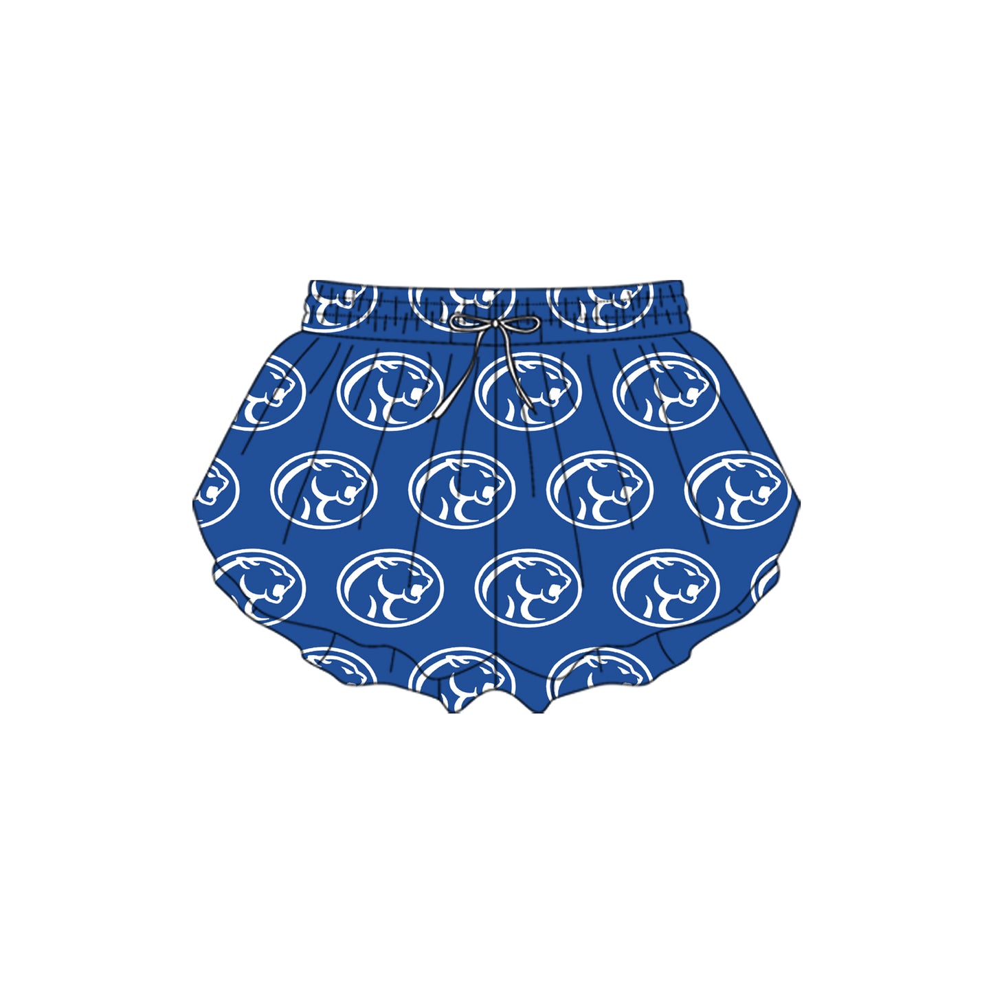 Preorder(moq 5) Baby Girls Hot Blue Leopard Plaid Yoga Team Ruffle Shorts