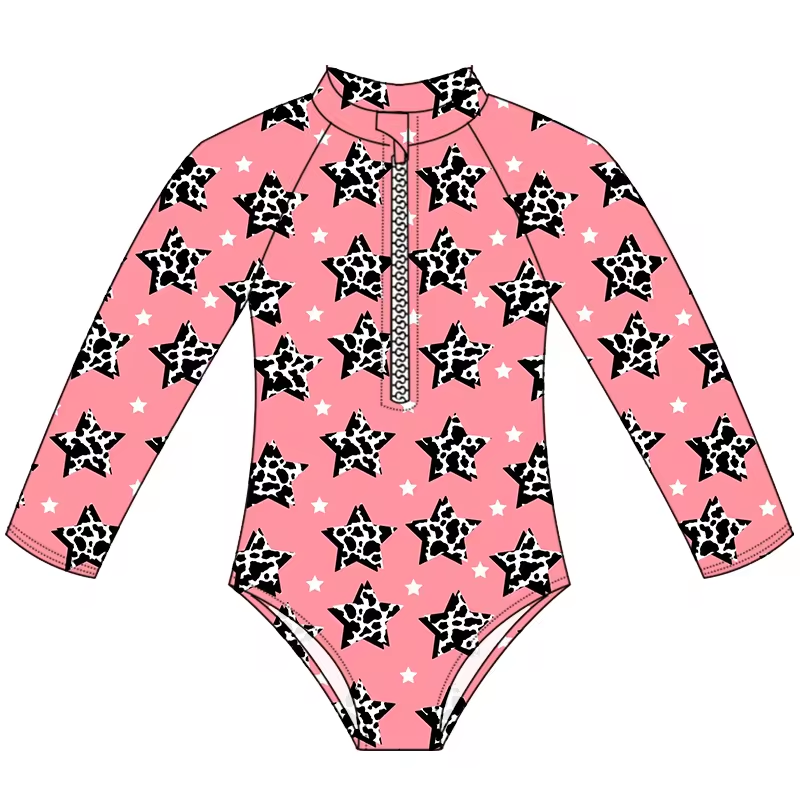 Baby Girls Pink Stars One Piece Swimsuits preorder (moq 5)